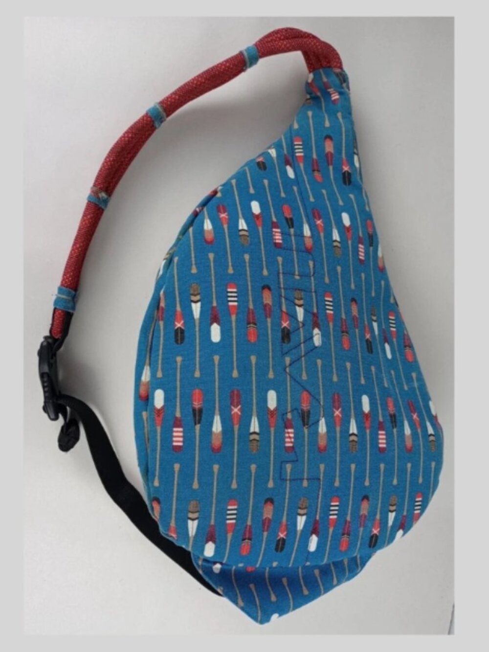Kavu Rope Sling Bag Turquoise Row House Backpack Paddle Novelty Print - Picture 3 of 10